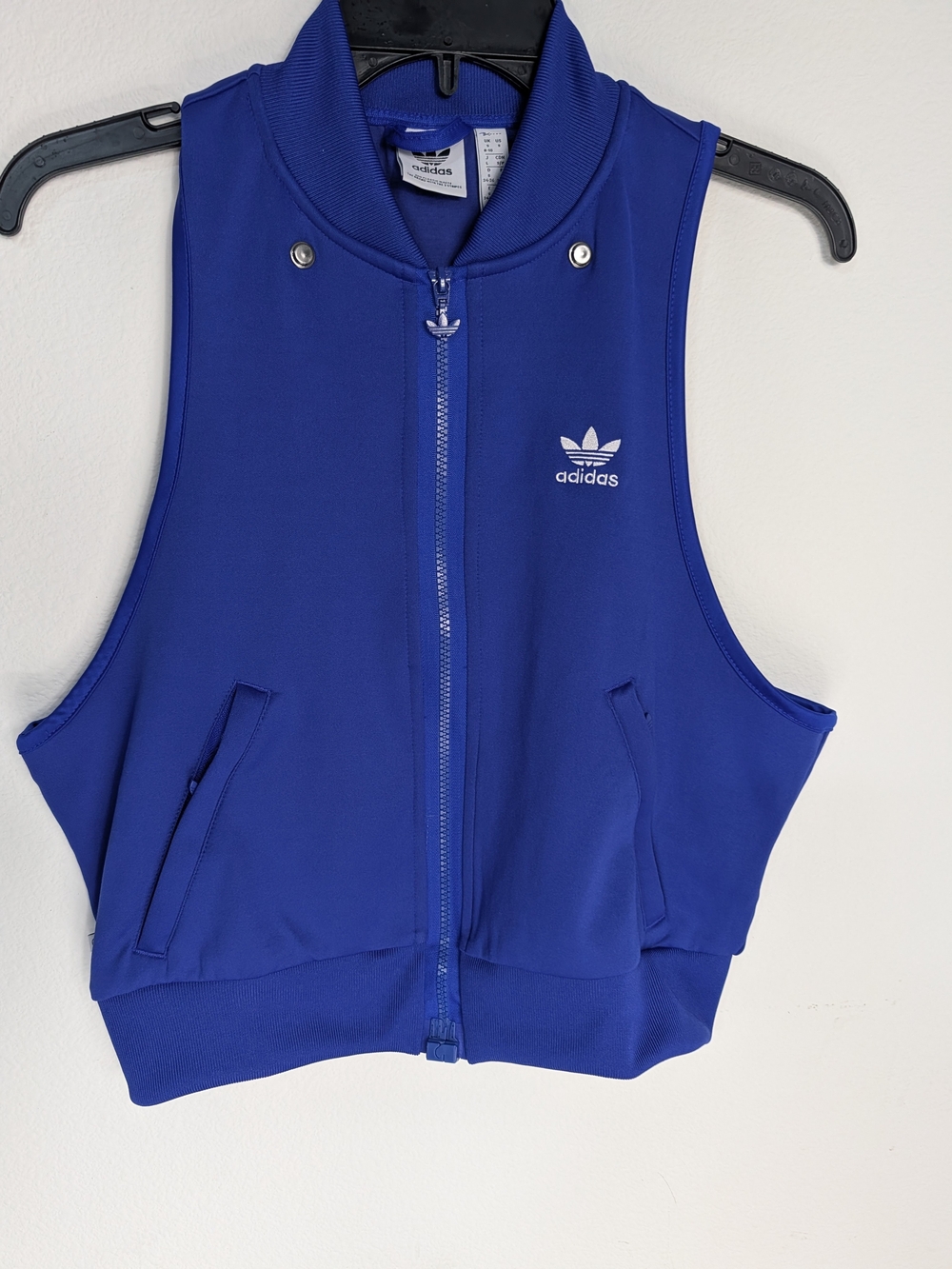 adidas Women's Blue Track Jacket - Classic Trefoil Detachable Sleves - Picture 7 of 12